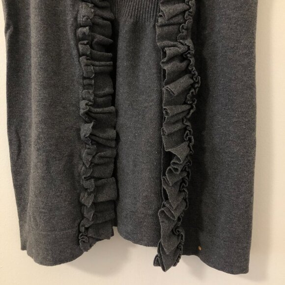 Style&Co. Ruffle Sleeveless Long Sweater Cardigan Vest Charcoal Gray Size Small - Picture 3 of 9
